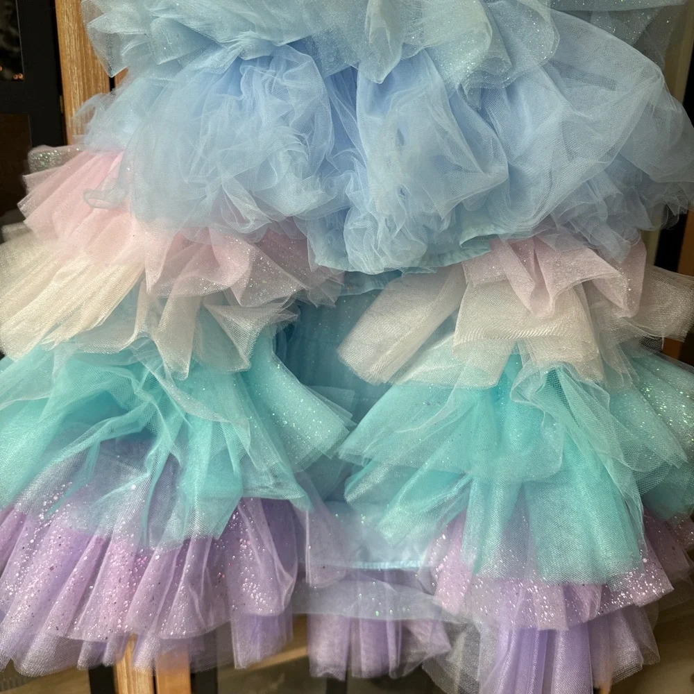 Itty Bitty Toes dress tulle Arabella Unicorn Gown toddler birthday bow glitter - Picture 5 of 9